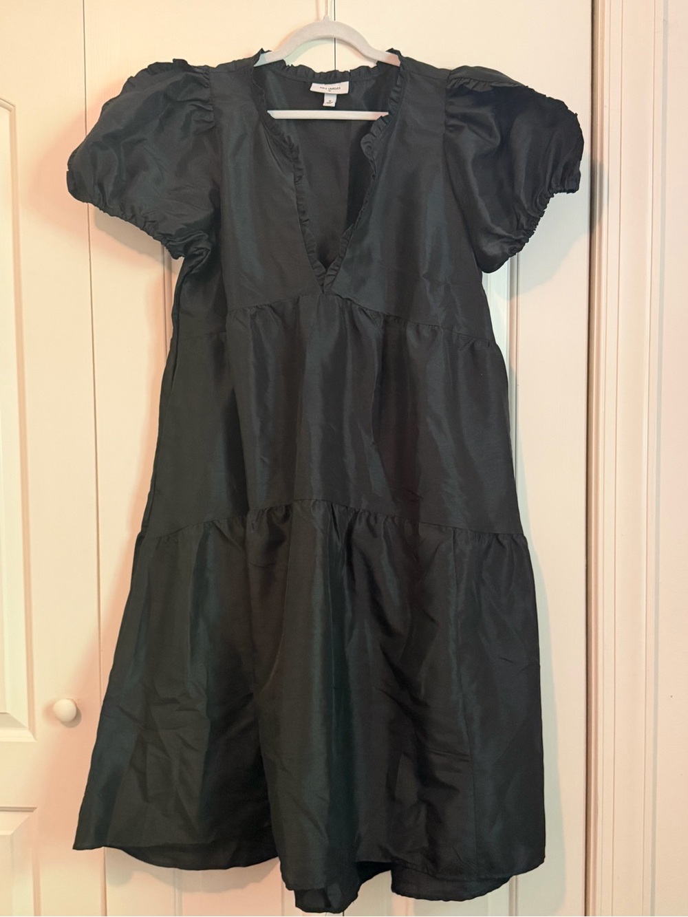 Kika Vargas Black Puff Sleeve Dress